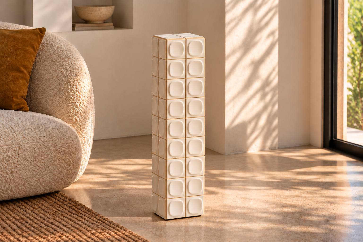 Colonne carrelée Fine crème à carreaux bombés